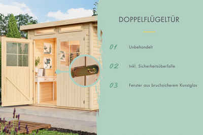 Karibu Gartenhaus "Schiefenberg 6" naturbelassen, BxT: 302x217 cm, aus hochwertiger nordischer Fichte mit wasserabweisender Profilierung