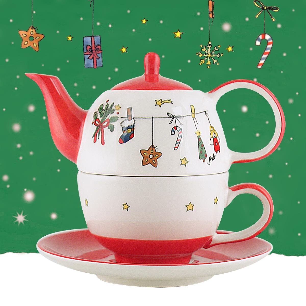 for Mila Teekanne Tea Keramik Mila l, sehr, 0.4 Tee-Set: One, Es Weihnachtet (Set)