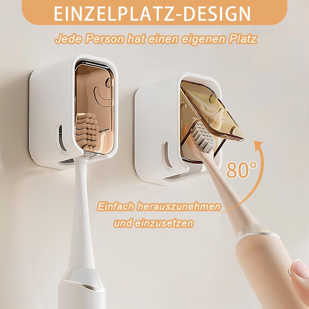 AFKSMILE Zahnbürstenhalter Wandhalterung für Zahnbürsten im Badezimmer mit Deckel, Starker selbstklebender Zahnbürstenhalter für die ganze Familie