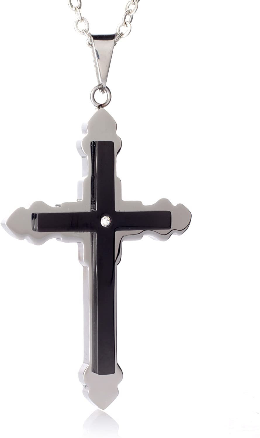 Edelstahl Kreuz Anhänger mit Kette Edelstahlkette Halskette 