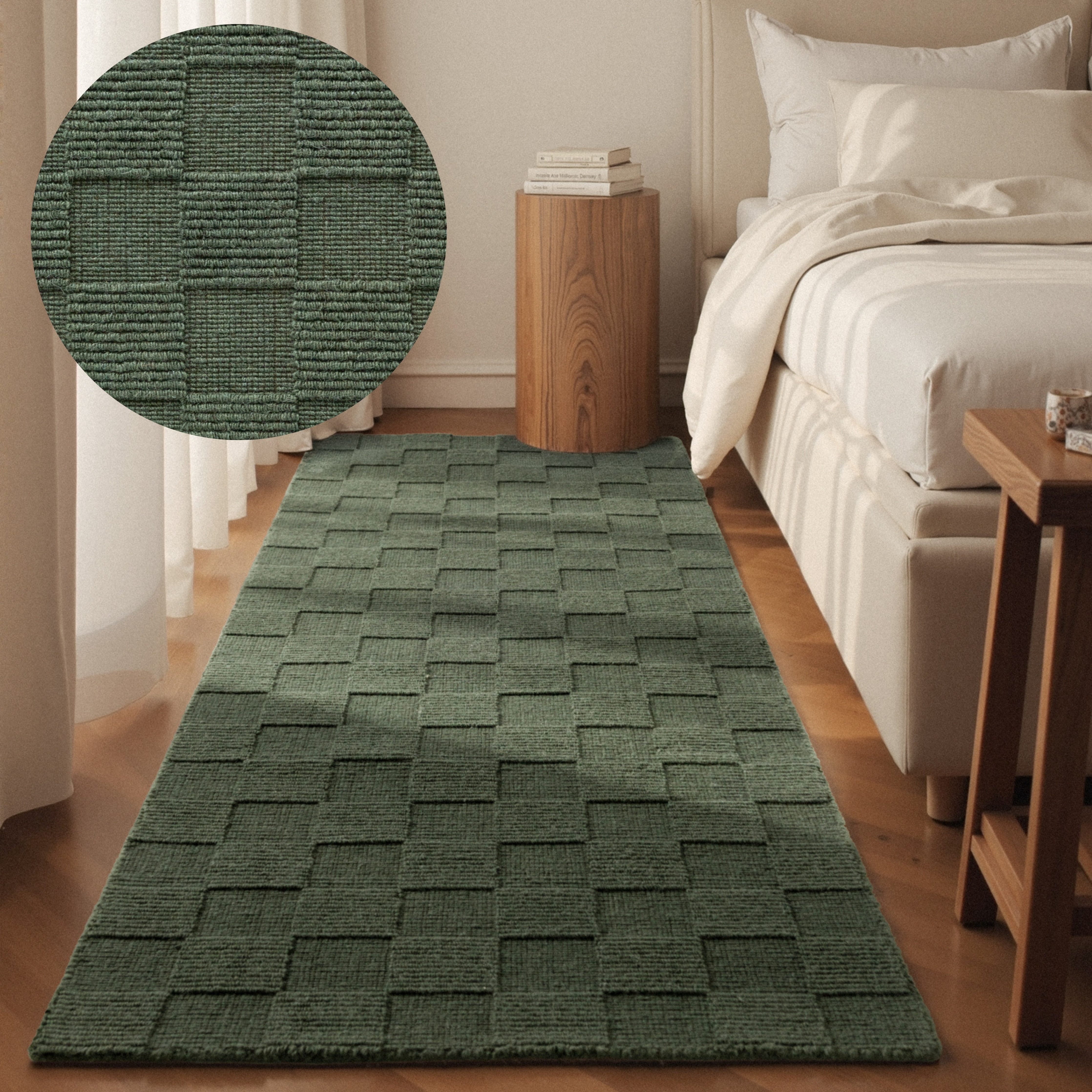 Villeroy & Boch Wollteppich Scala, rechteckig, Höhe: 10 mm, Handgewebt, Wolle, Kariert, Natur, 3D-Struktur, Karo, Wohnzimmer