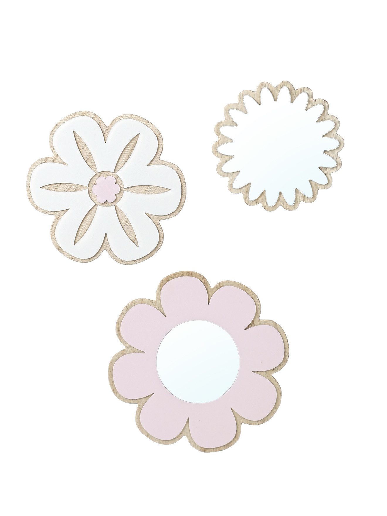 vertbaudet Dekospiegel 3er-Set Kinderzimmer Wanddeko aus Holz, 3er-Set, Blu günstig online kaufen