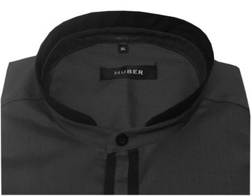 Huber Hemden Langarmhemd HU-0084 Hoher Stehkragen Verdeckte Leiste Kontraststoff Regular Fit