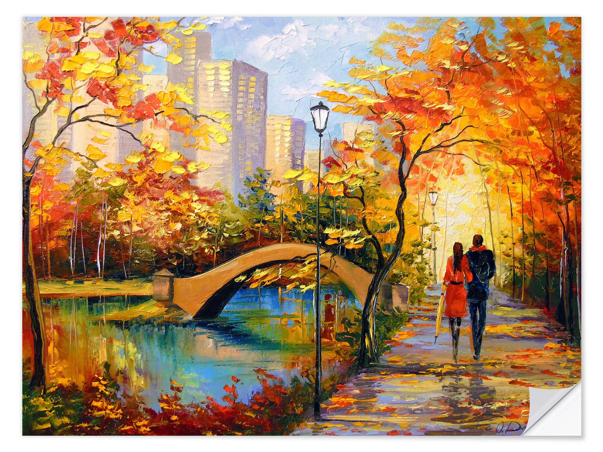 Posterlounge Wandfolie Olha Darchuk, Herbst-Spaziergang in New York, Malerei