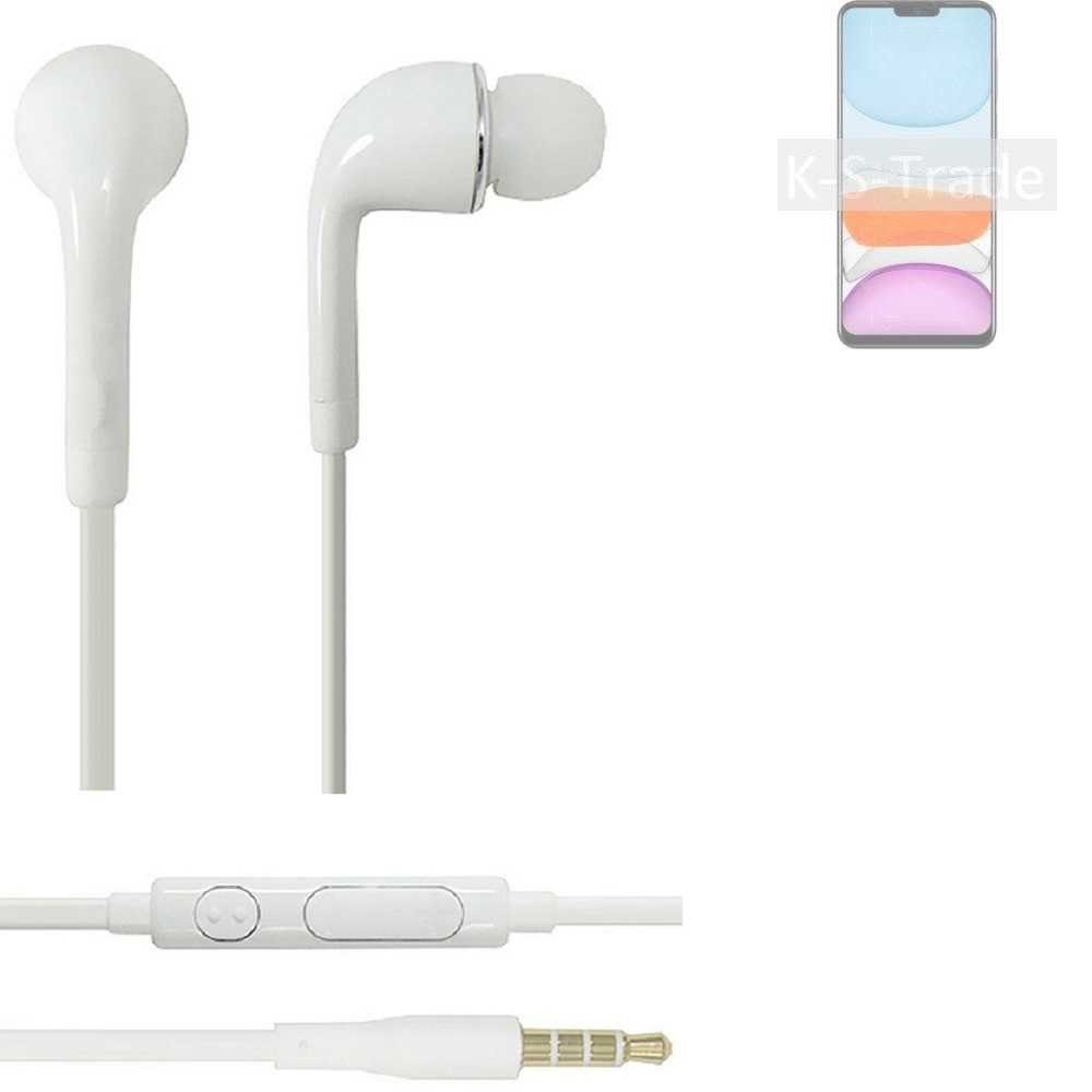 K-S-Trade für Meizu M10S In-Ear-Kopfhörer (Kopfhörer Headset mit Mikrofon u Lautstärkeregler weiß 3,5mm)