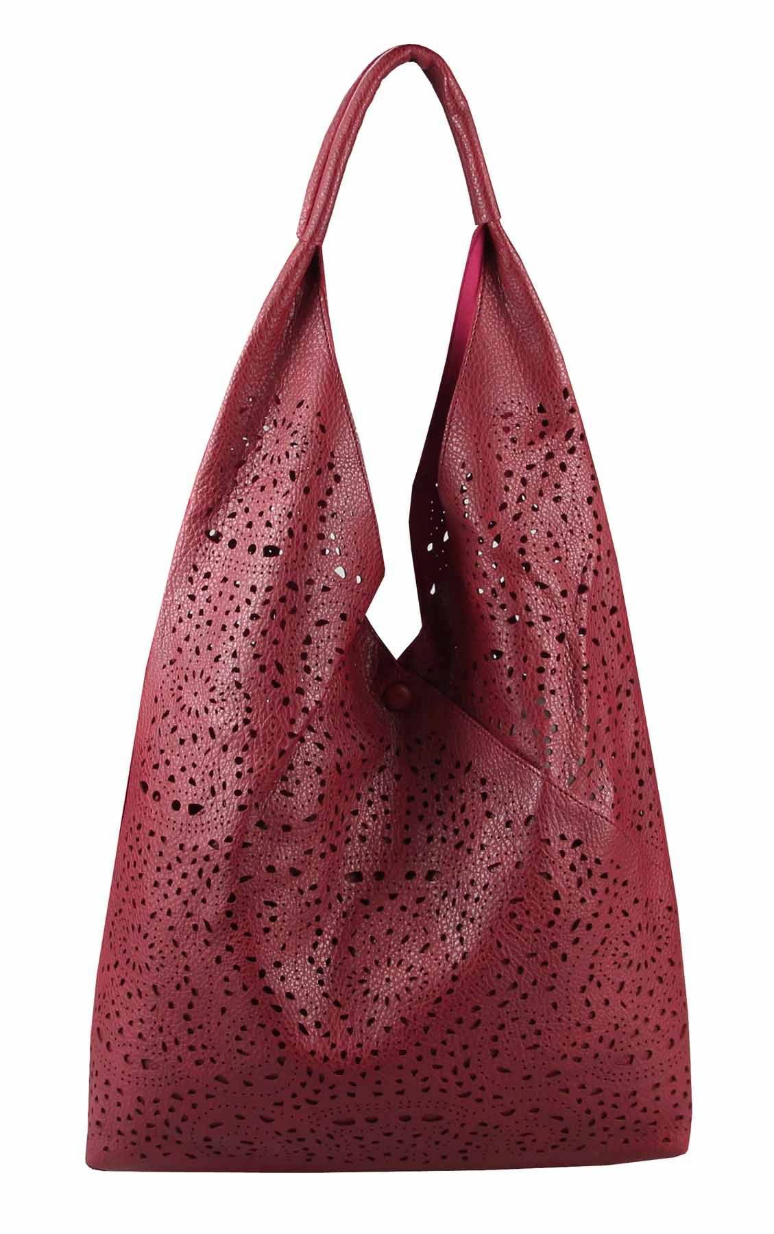 ITALYSHOP24 Schultertasche DAMEN XXL SHOPPER Set HOBO Cross Over Body Bag Umhängetasche Beutel (Spar-Set: Henkel Tasche mit CrossOver, Workbag Schule Tote Weekender, 2-tlg., mit Henkel & Schultergurt), Schmucktasche Smartphone Freizeit Abend Urlaub Leder Optik leicht