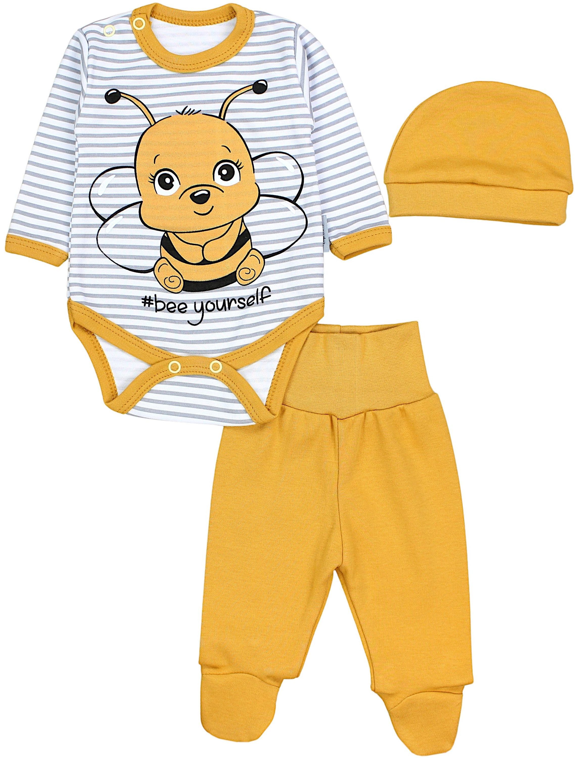 TupTam Langarmbody Baby Mädchen Jungen Bekleidungsset Langarmbody Hose Mütze mit Spruch