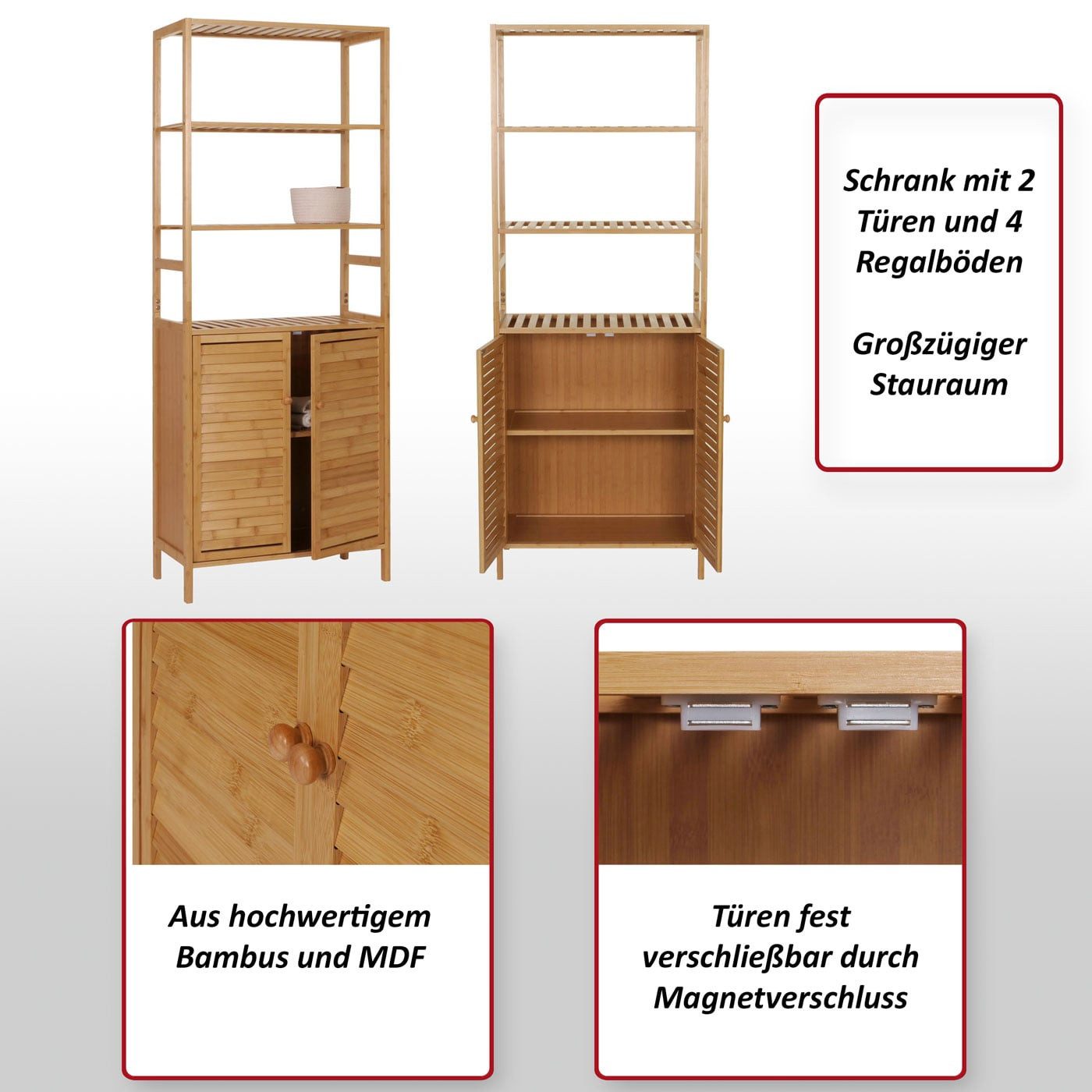 MCW Hochschrank MCW-B18-HS Schrank mit 2 Türen und 4 Regalböden