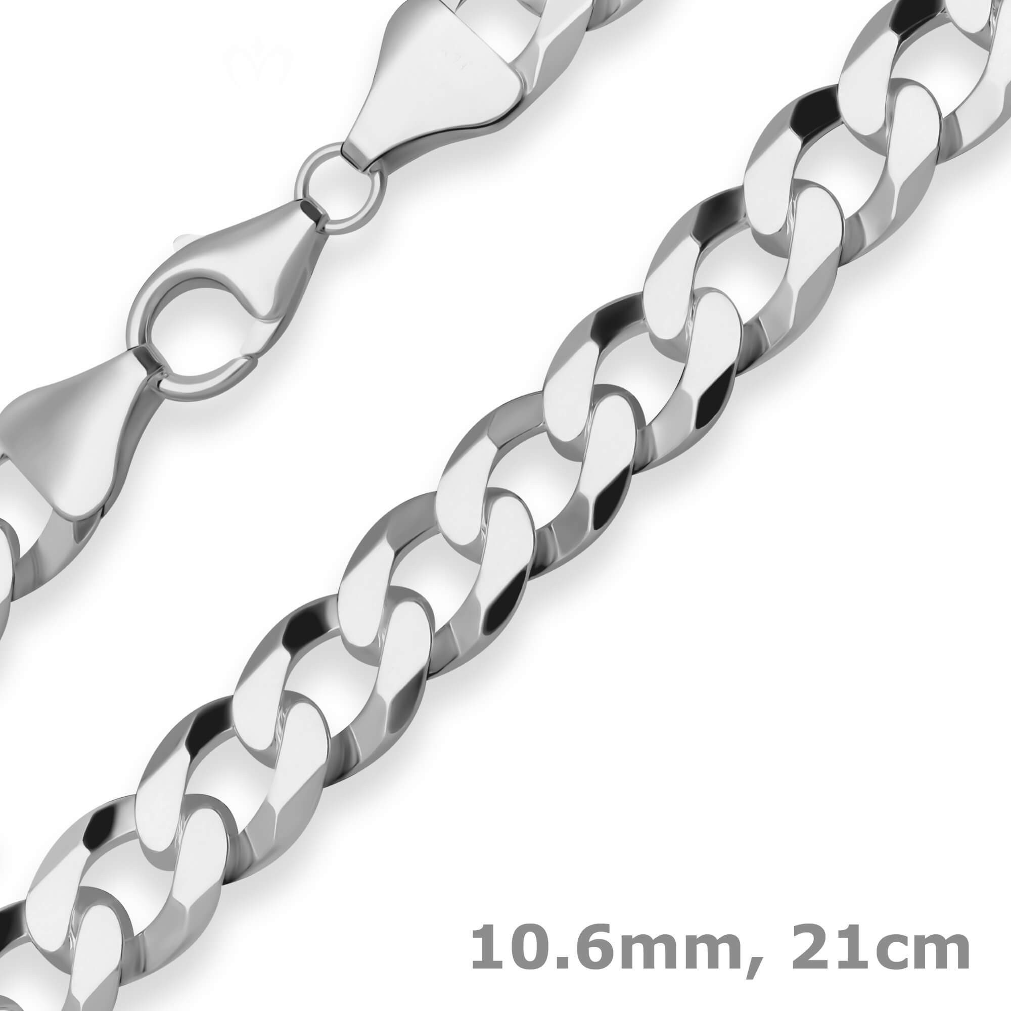 Panzerarmband 10,6mm Armband Panzerkette aus 925 Silber 21cm