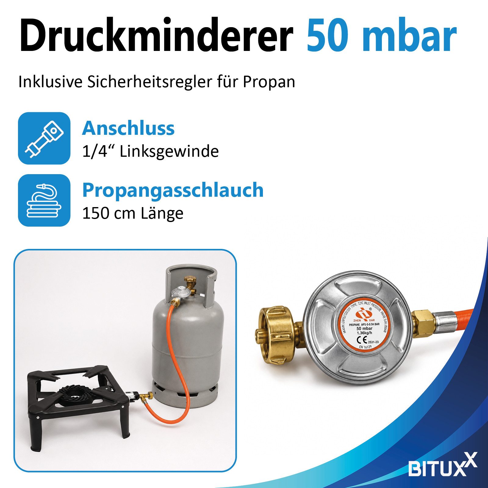 Bituxx Gaskocher Gaskocher / Hockerkocher 7 kW, (MS-17835)