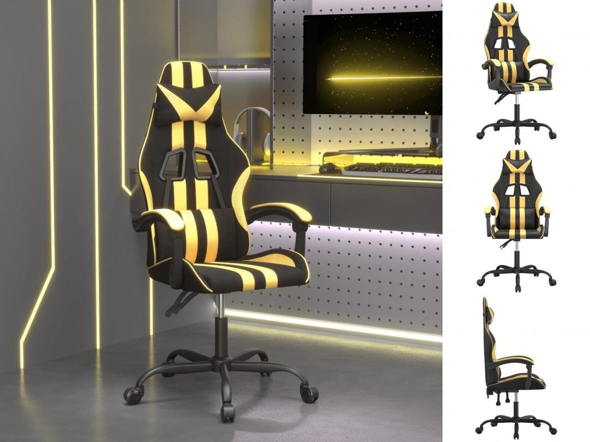 vidaXL Bürostuhl Gaming-Stuhl Schwarz und Golden Kunstleder Arbeitsplatz Home Office Bü