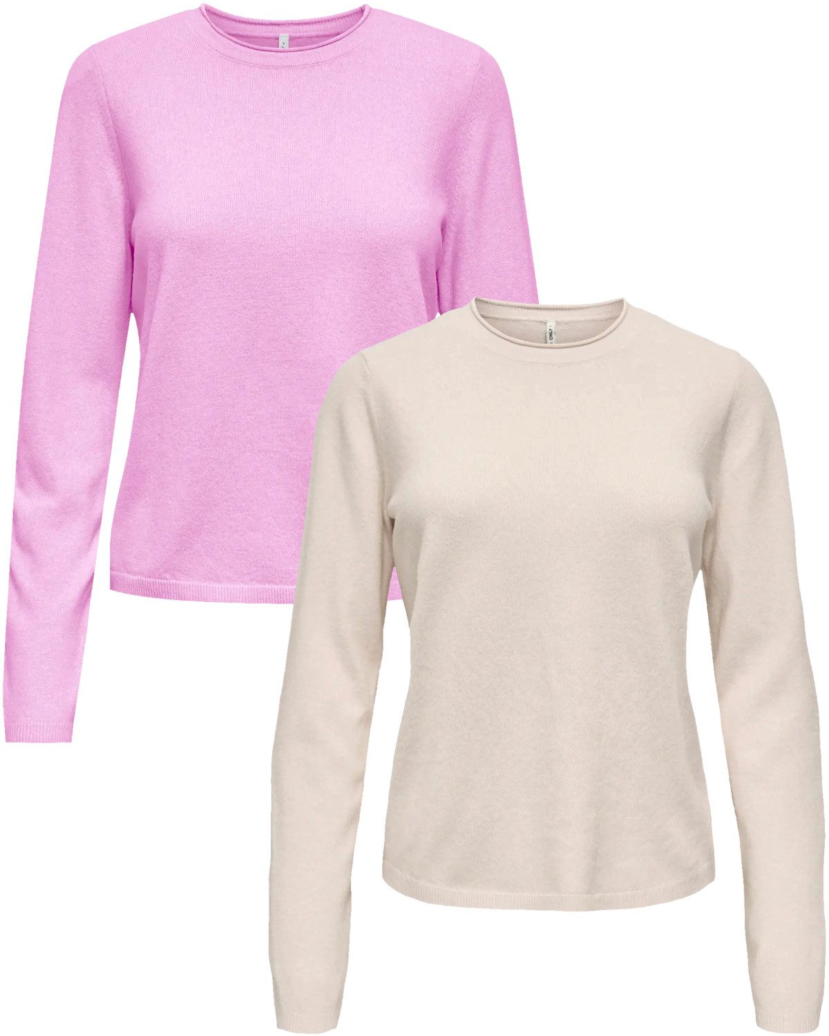 ONLY Rundhalspullover (2er-Pack) Zeitloses Design in weicher Flat-Knit-Qual günstig online kaufen