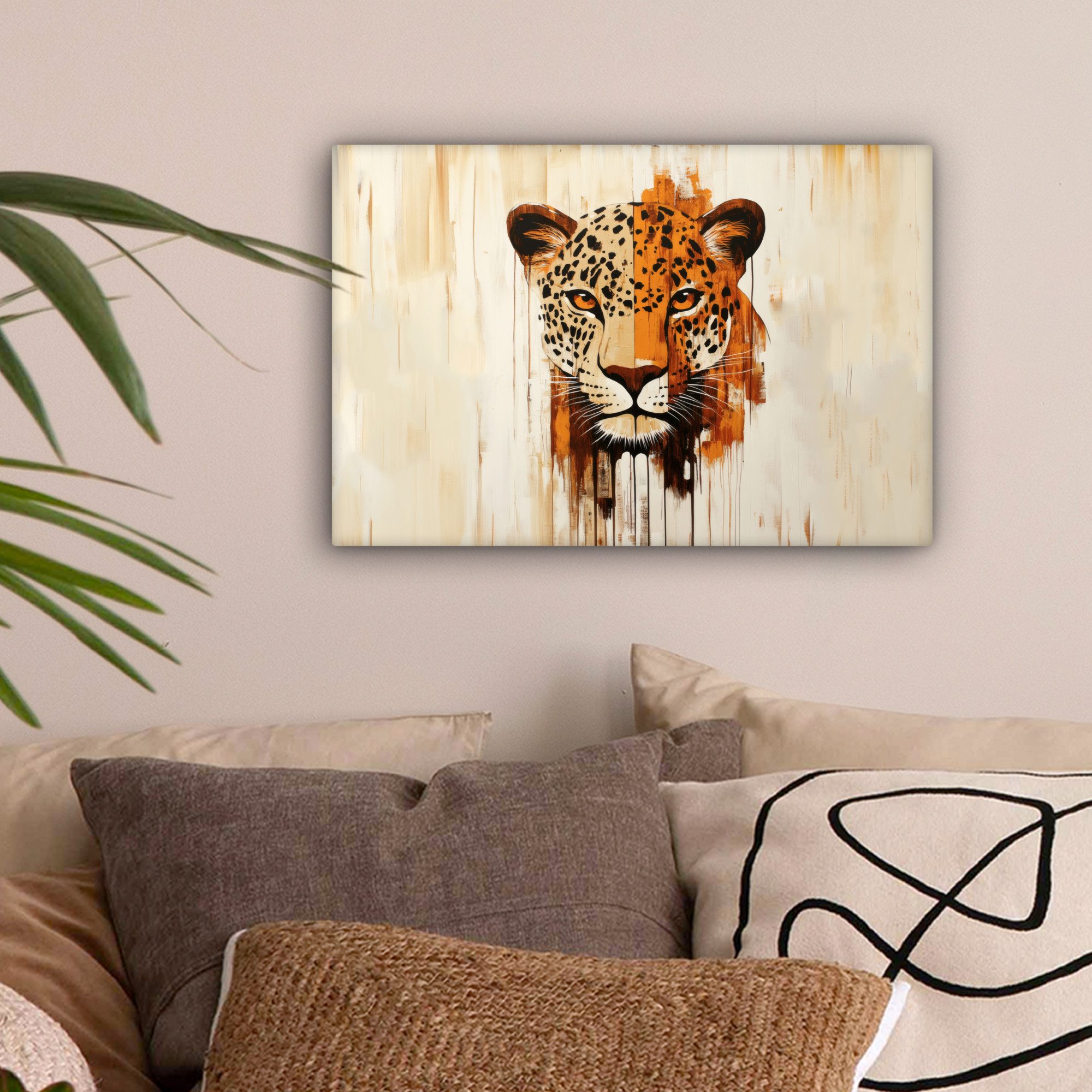 OneMillionCanvasses® Leinwandbild Leopard - Symmetrisch - Streifen, Fotodru günstig online kaufen