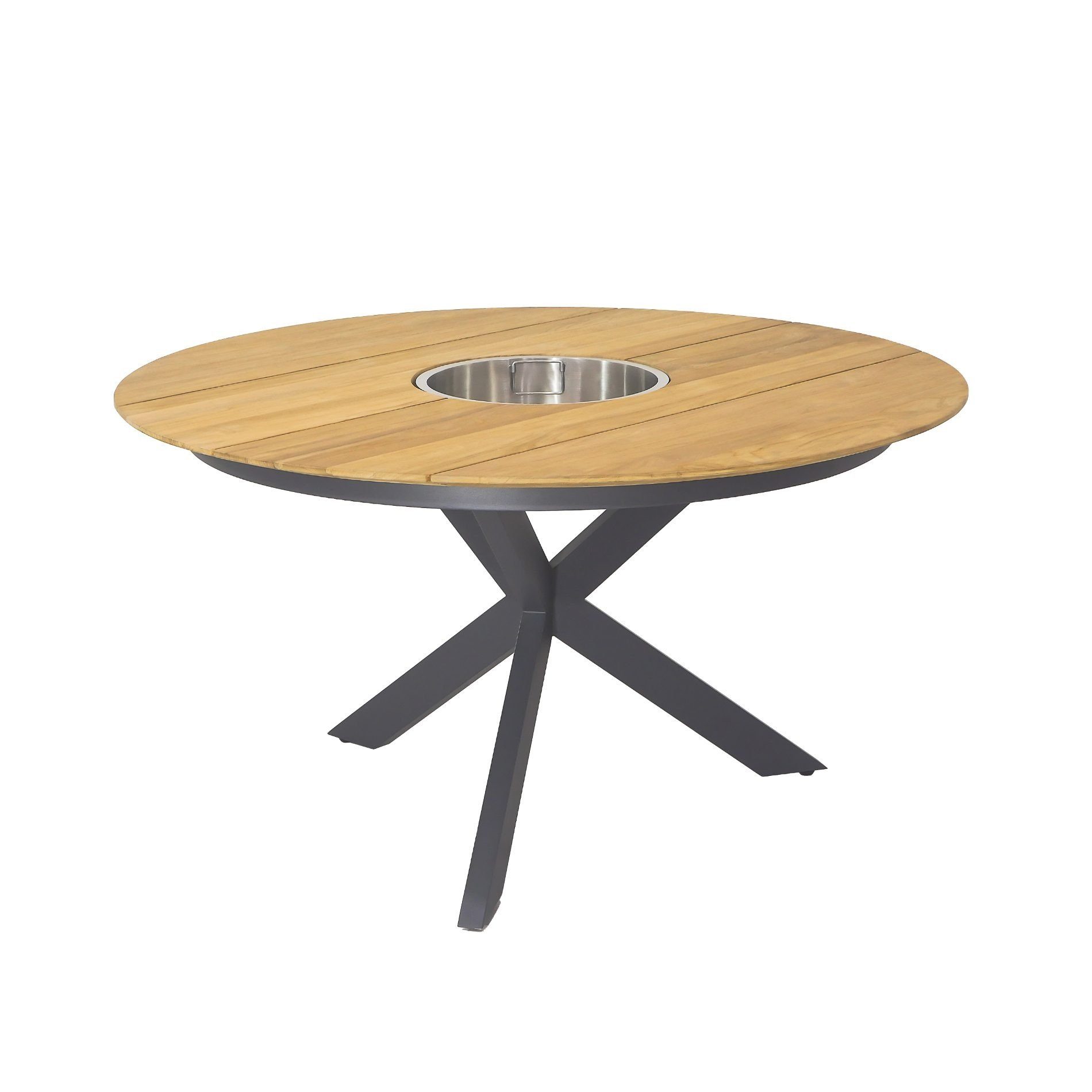 CASA DOMA Gartentisch Rosano, Gartentisch, Edelstahl anthrazit, Teak, rund