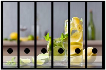 Wallario Etiketten Cocktails mit Limetten und Zitronen, Ordnerrücken-Sticker in verschiedenen Ausführungen