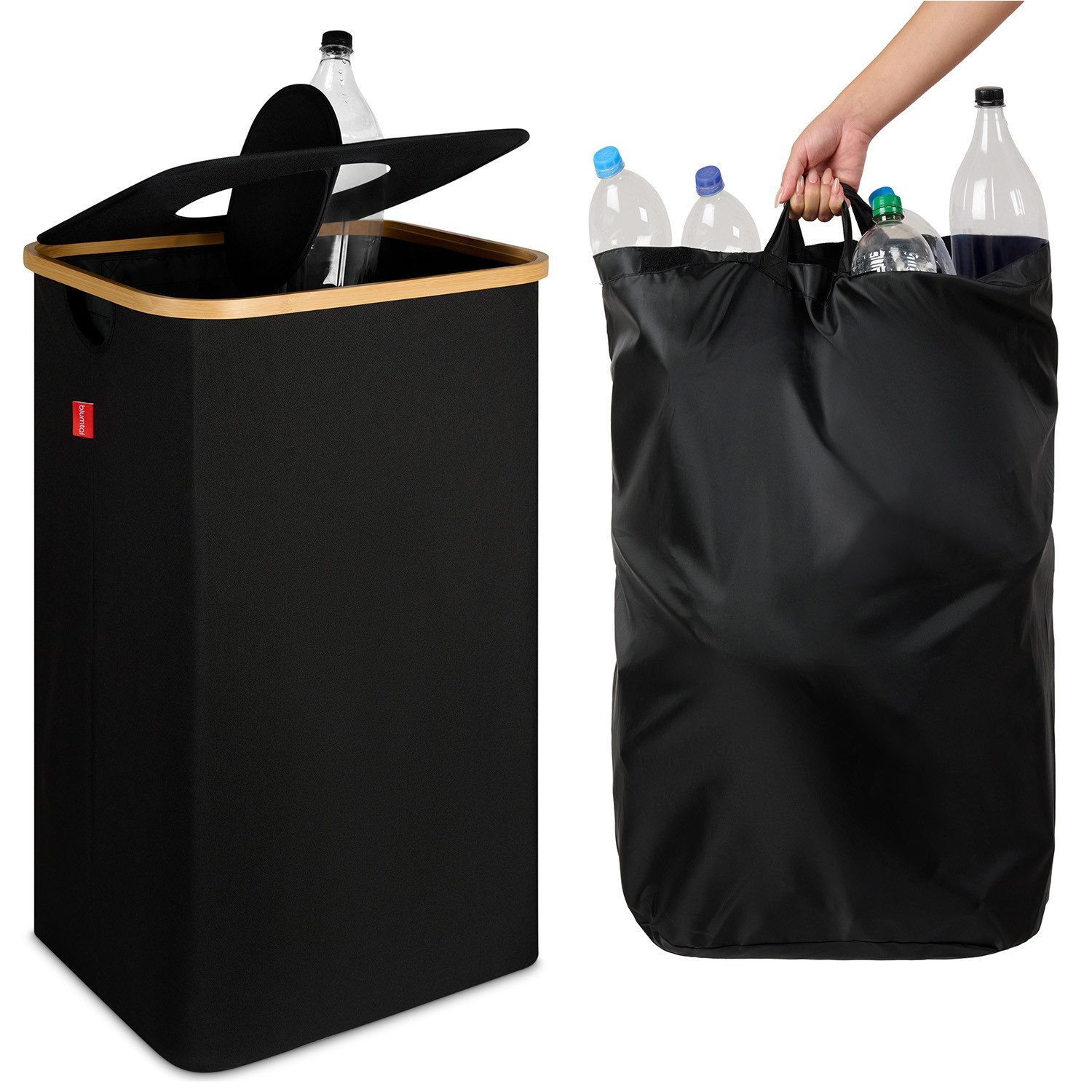 Blumtal Müllsackständer Pflandflaschen Sammelbehälter, Leergut Organizer mit Loch, in 100L oder 150L, waschbar, tropfsicher