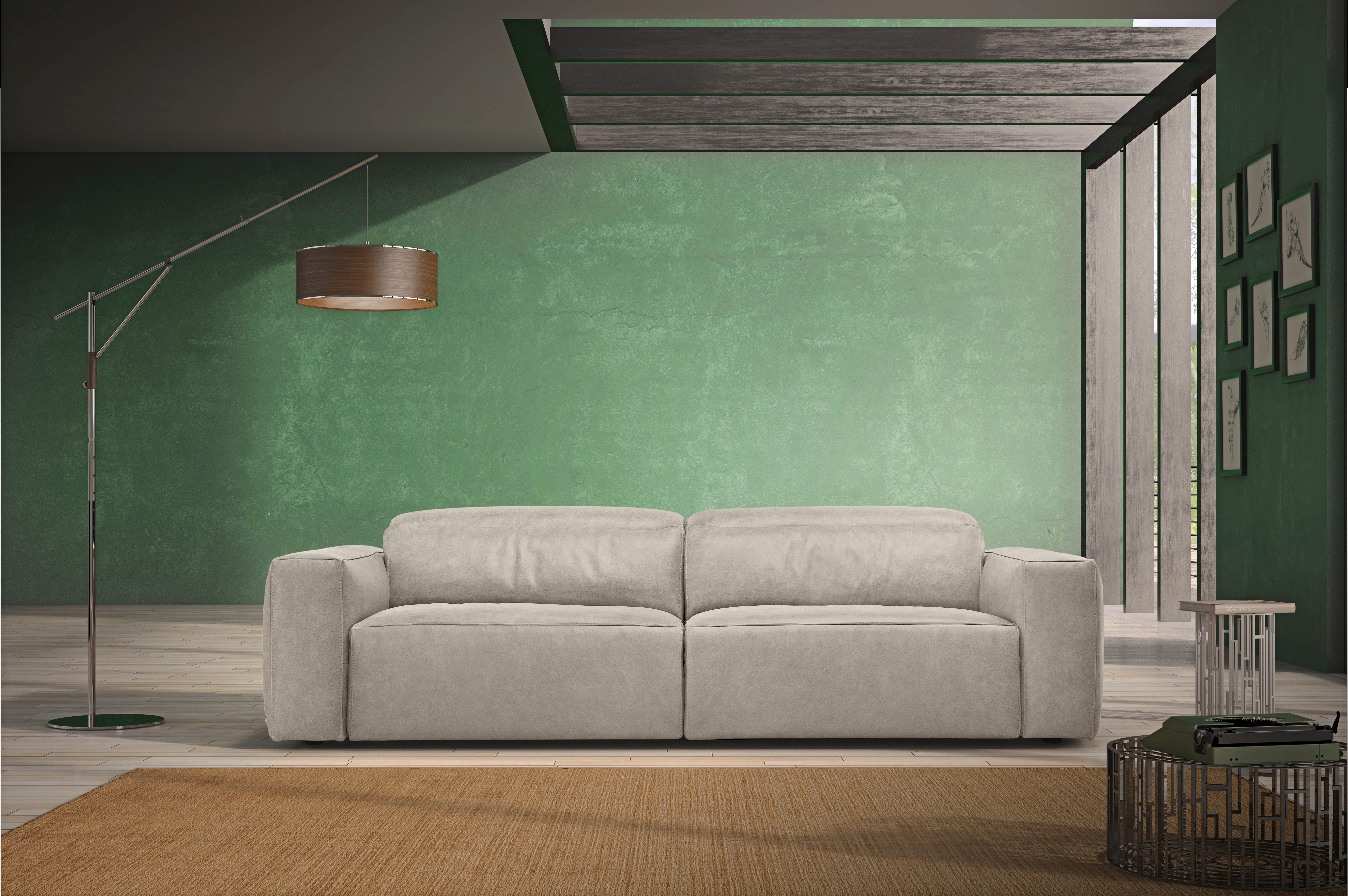 Egoitaliano 2,5-Sitzer Beverly, Designsofa mit erstklassigem Sitzkomfort und tollen Details, Breite 242 cm, verstellbare Kopfteile