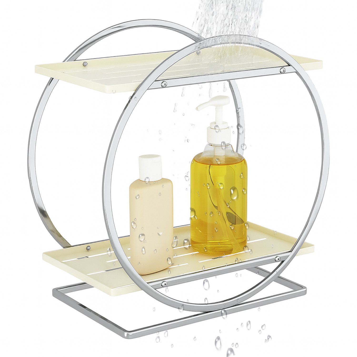 Refttenw Duschregal stehend Badregal Metall wasserdicht Gewürzregal Schrankregal 2 Ablagen, für Schminktisch Badezimmer, Küche, Wohnzimmer, Schlafzimmer