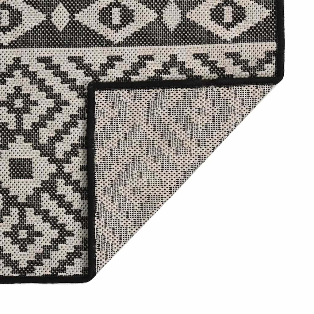 vidaXL Teppich Outdoor-Teppich Flachgewebe 120x170 cm Schwarz Gestreift, Rechteckig
