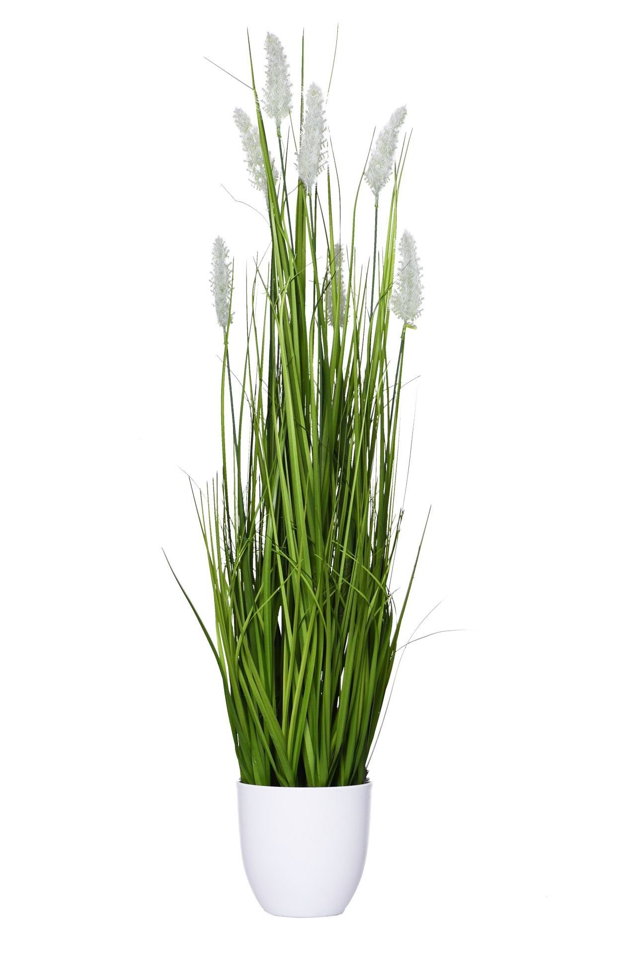 Kunstpflanze Kunstpflanze Kunstgras mit weißem Fruchtstand FLAVIA - 20x90 cm, VIVANNO, Höhe 90 cm