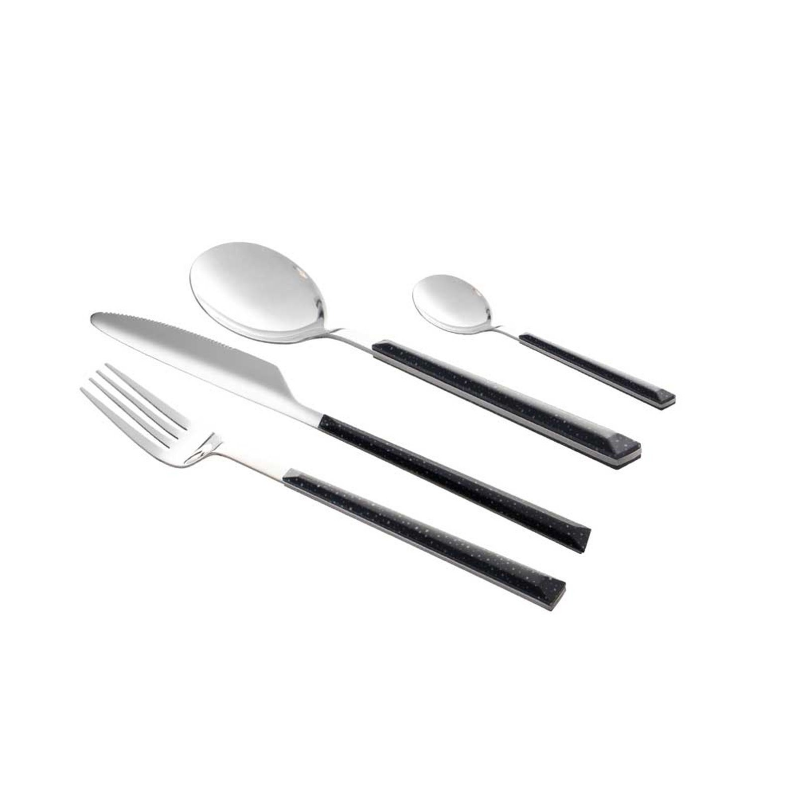 Neuetischkultur Besteck-Set Besteck-Set 24-teilig Marble Black (24-tlg), Edelstahl, Tafelmesser, -gabel, -löffel, Kaffeelöffel