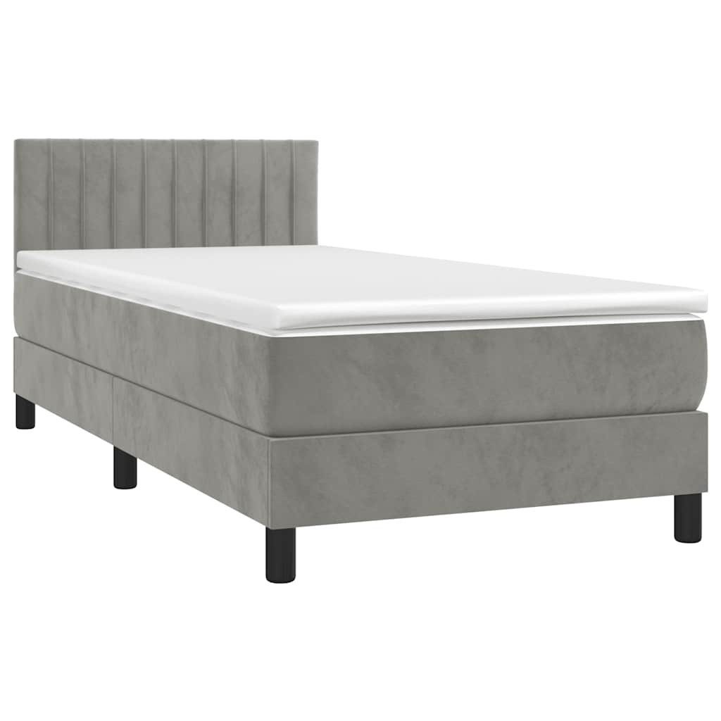 furnicato Bett Boxspringbett Hellgrau 203x80x78/88 cm mit Samt und Massivholz (1-tlg)