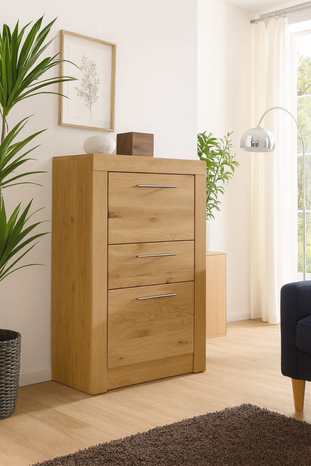 bv-vertrieb Anrichte Hochkommode Sideboard Wildeiche Schrank Anrichte Metallgriffe