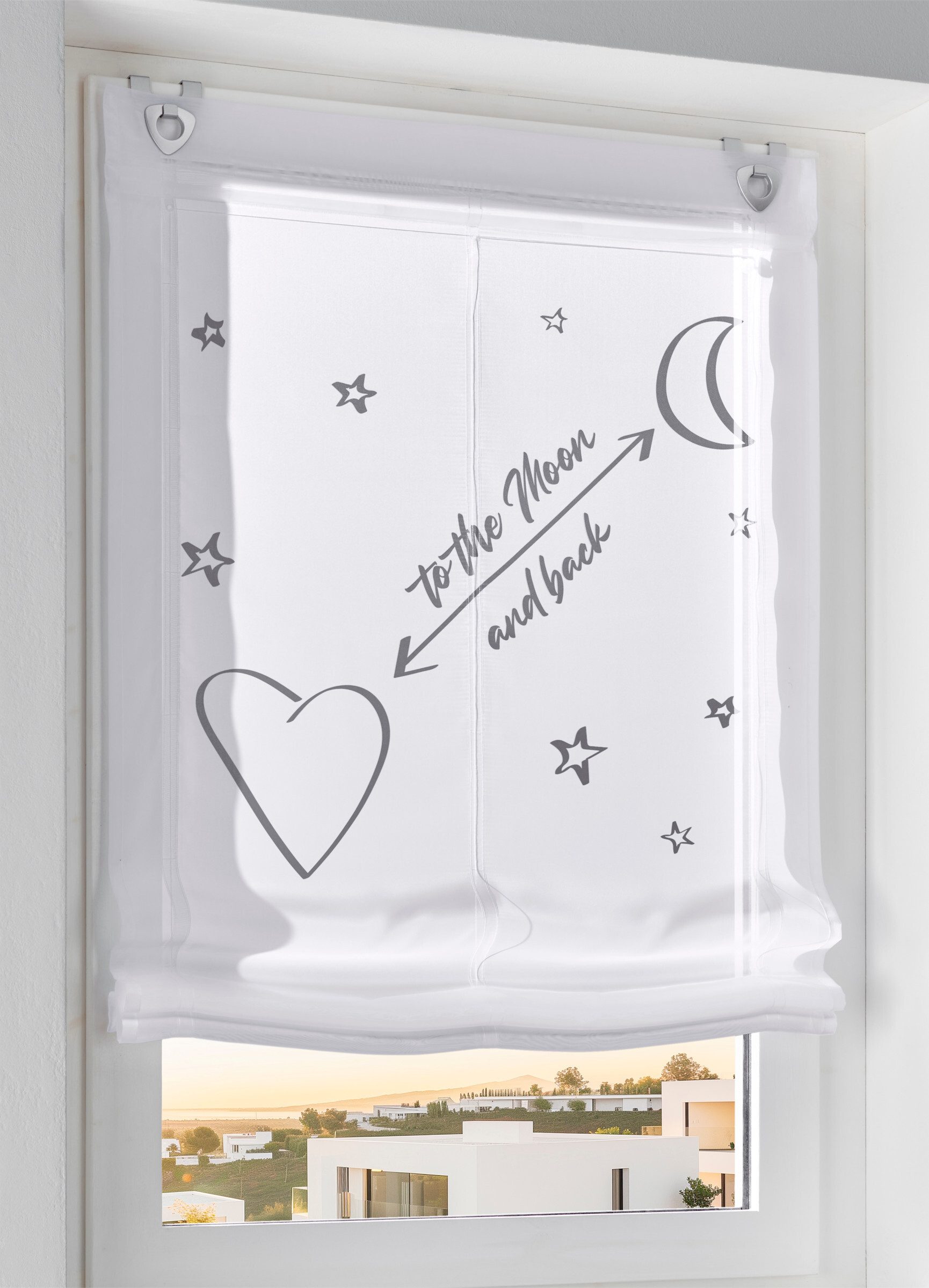 Rollo Raffrollo, heine, transparent, Ösen mit Fensterhaken