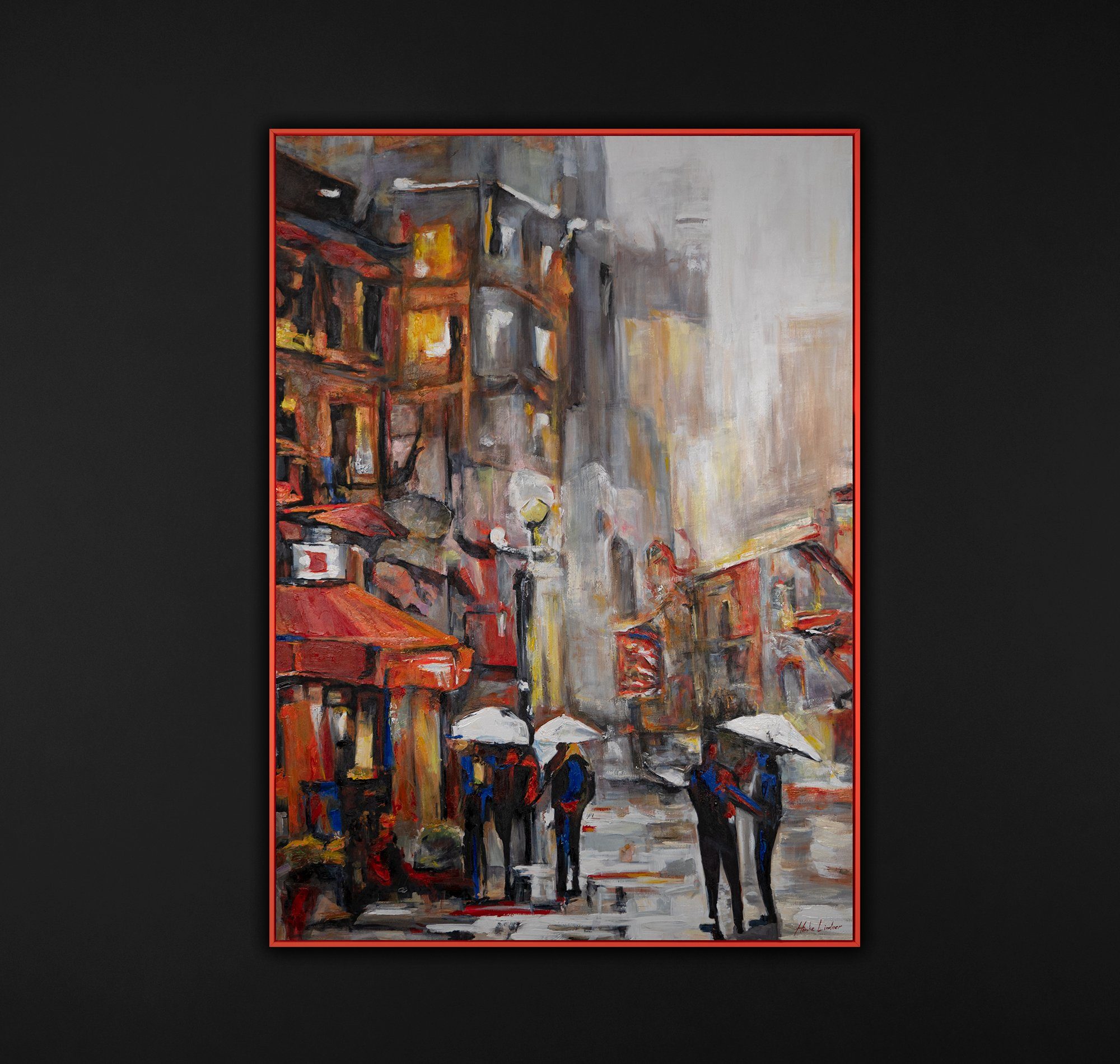 Gemälde Rahmen Atmosphäre, Mit Städtische YS-Art in Rot Menschen