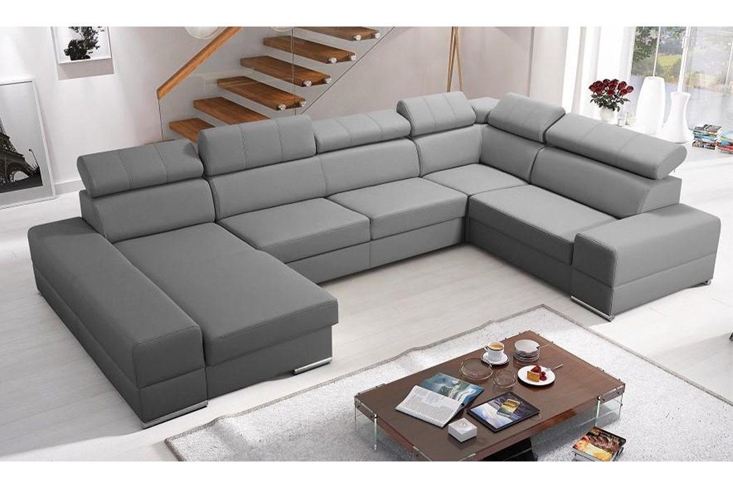 Ecksofa Form Sofa Modernes U Ledersofa Design Ecksofa, Design Ecksofas Grau JVmoebel