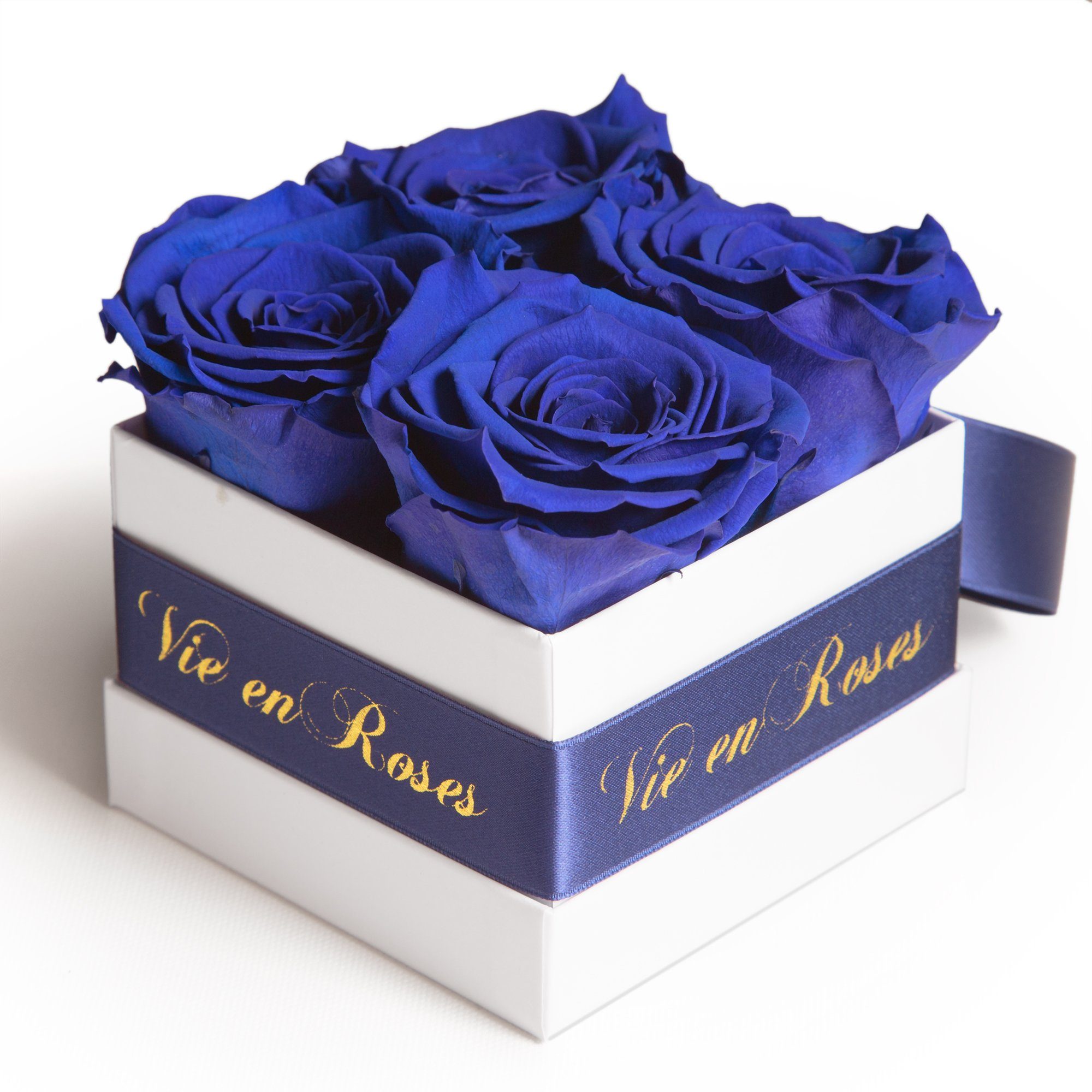 Heidelberg, Rosenbox cm, weiß Rose, Frauen blau Kunstblume zum Rosen 8.5 Höhe für Poesie Deko für Damen Infinity SCHULZ ROSEMARIE Geschenk Valentinstag