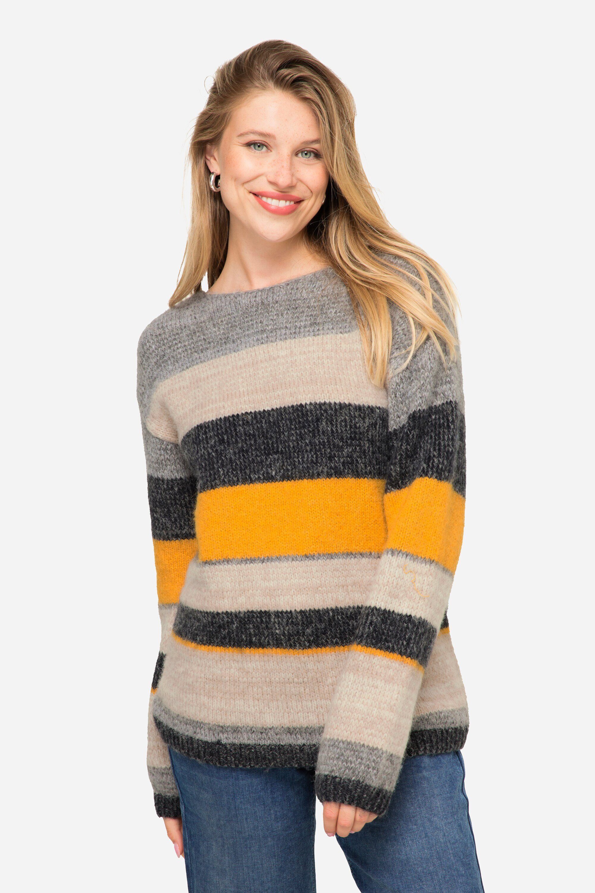 Laurasøn Fleecepullover Pullover Ringelstrick Wollanteil Rundhals günstig online kaufen