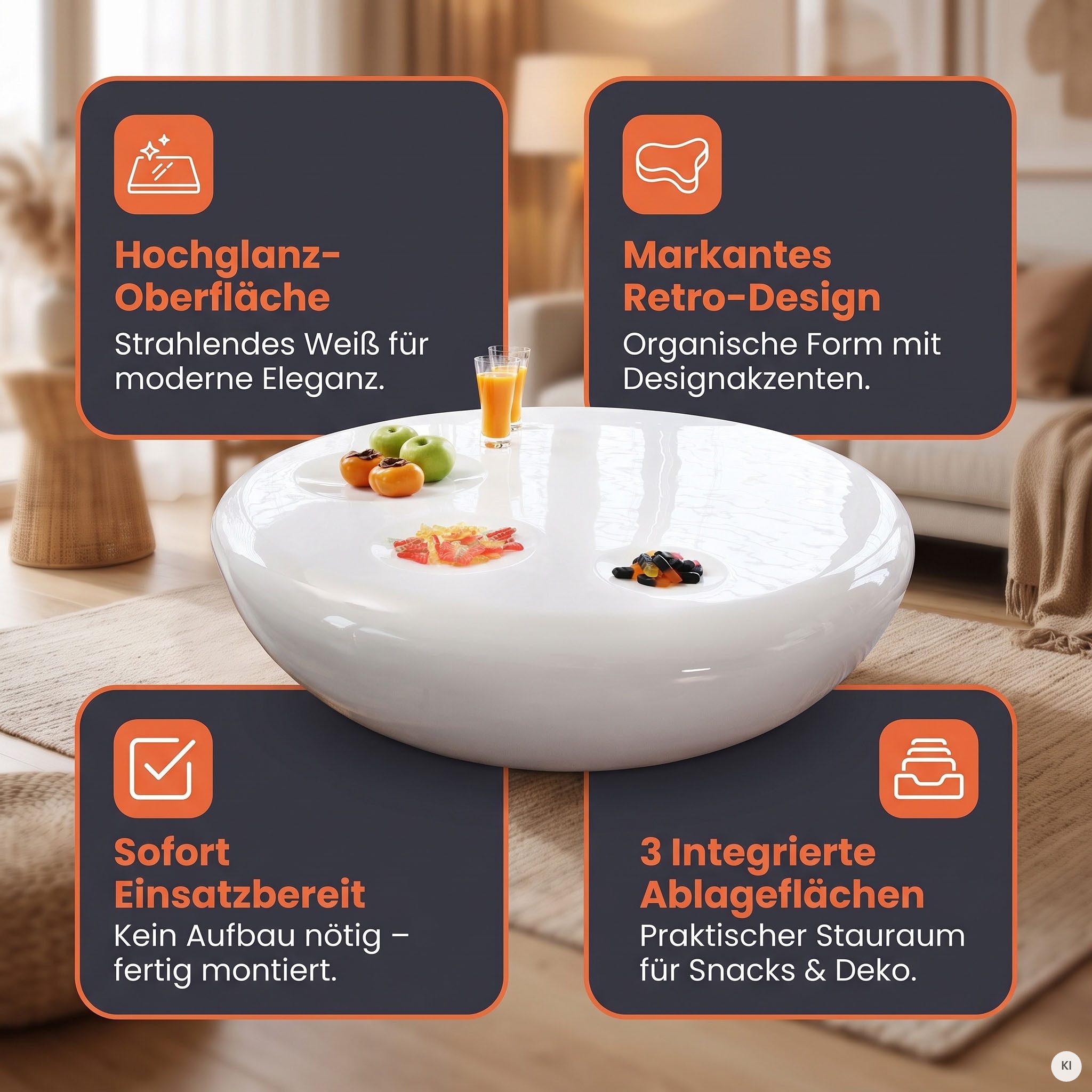 SalesFever Couchtisch Coffeetable im minimalistischen Stil