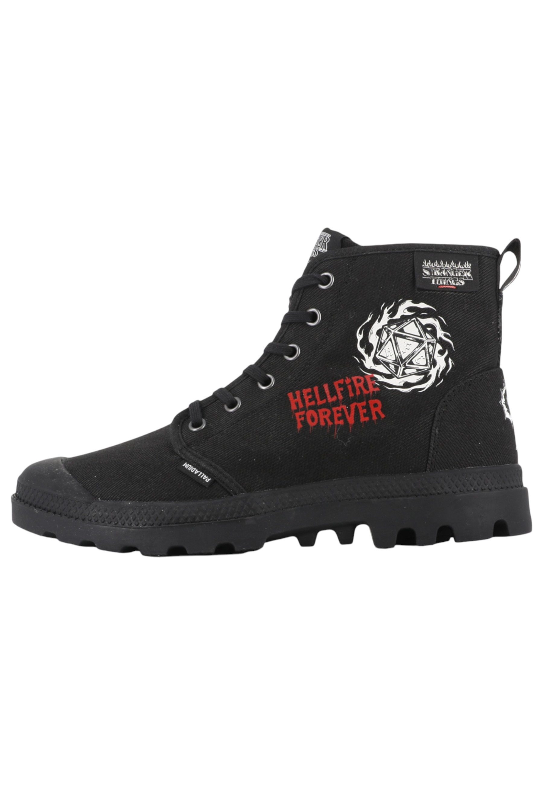 Palladium 74496-001-M Pampa Hellfire Stranger Things High Top All Black Sneaker