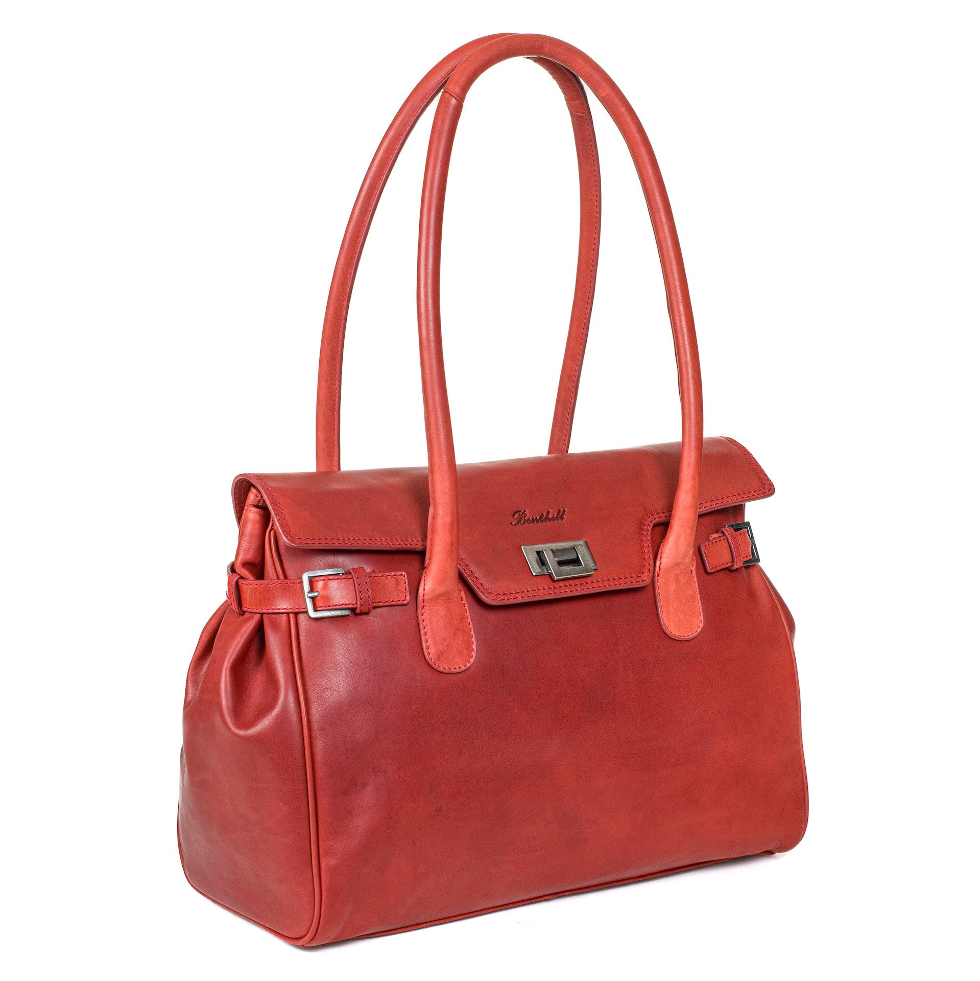 Benthill Henkeltasche Damen Echt Leder Handtasche Schultertasche Vintage Bag Tasche, Reißverschlussfach
