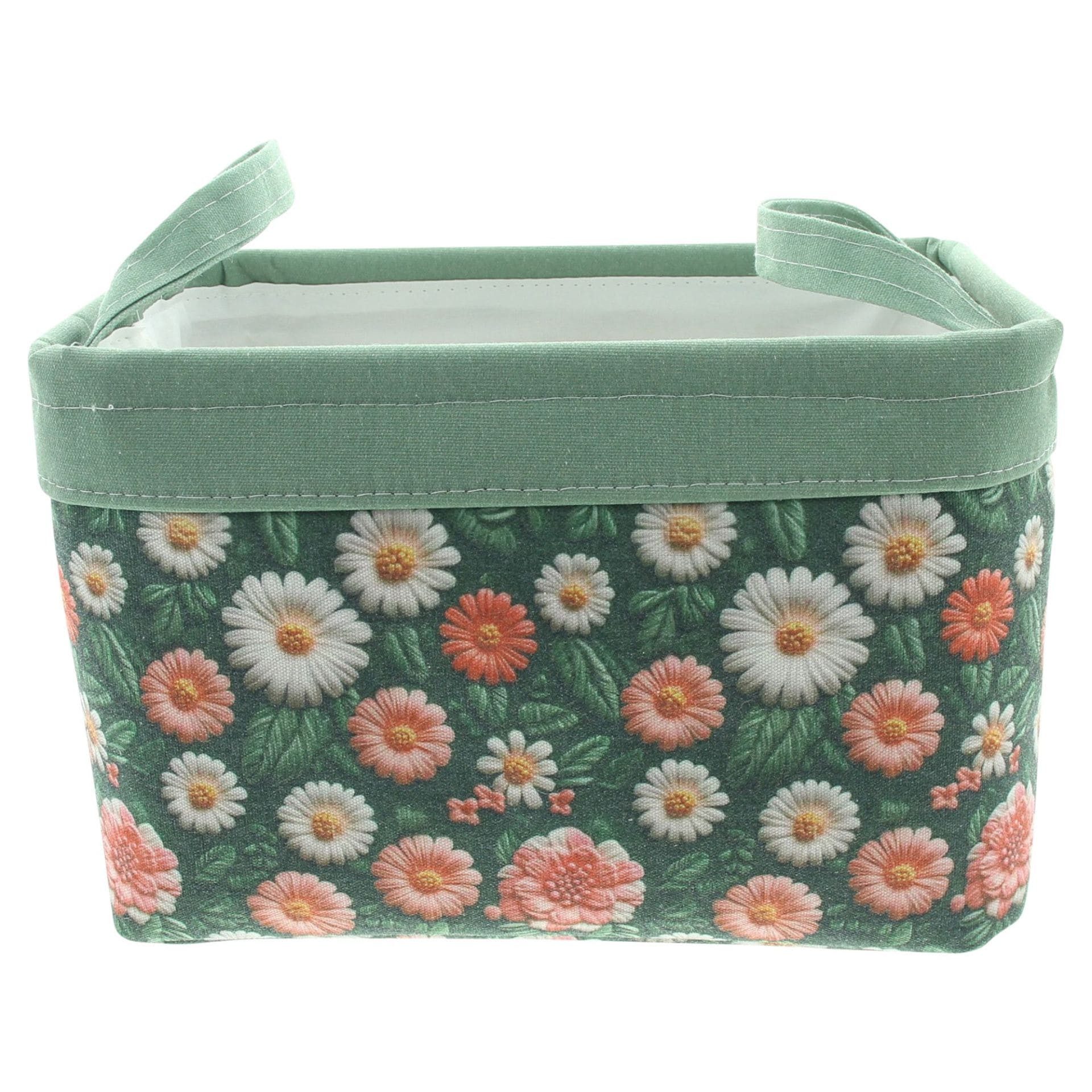 Dekoleidenschaft Aufbewahrungskorb "Blumen" bunt Stoffkorb 29x19x18 cm, Universalkorb, Tragekorb, Badkorb, Spielzeugkorb