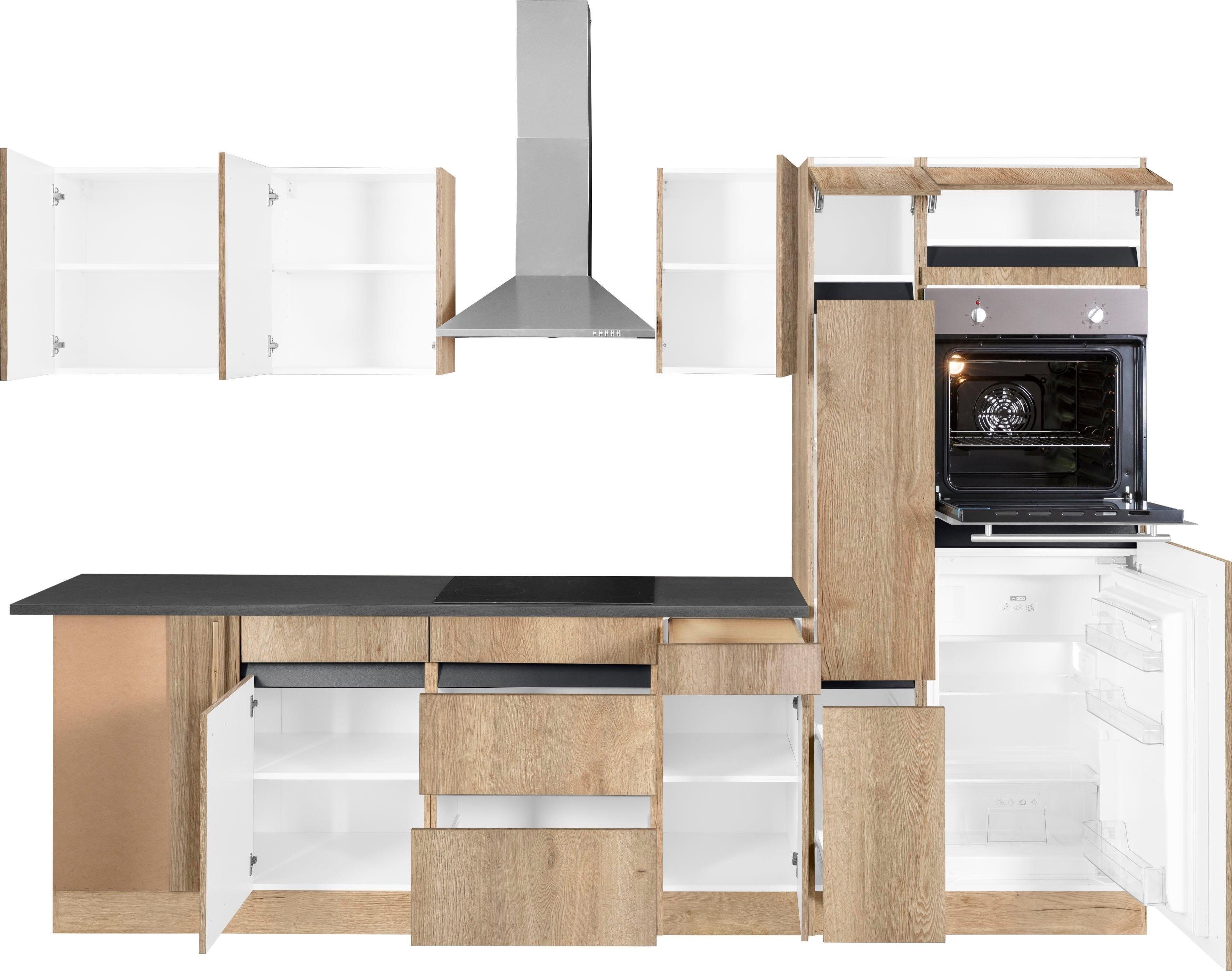 OPTIFIT Küchenzeile Roth, Stellmaße 300x175 cm, wahlweise mit E-Geräten, mit Apothekerschrank