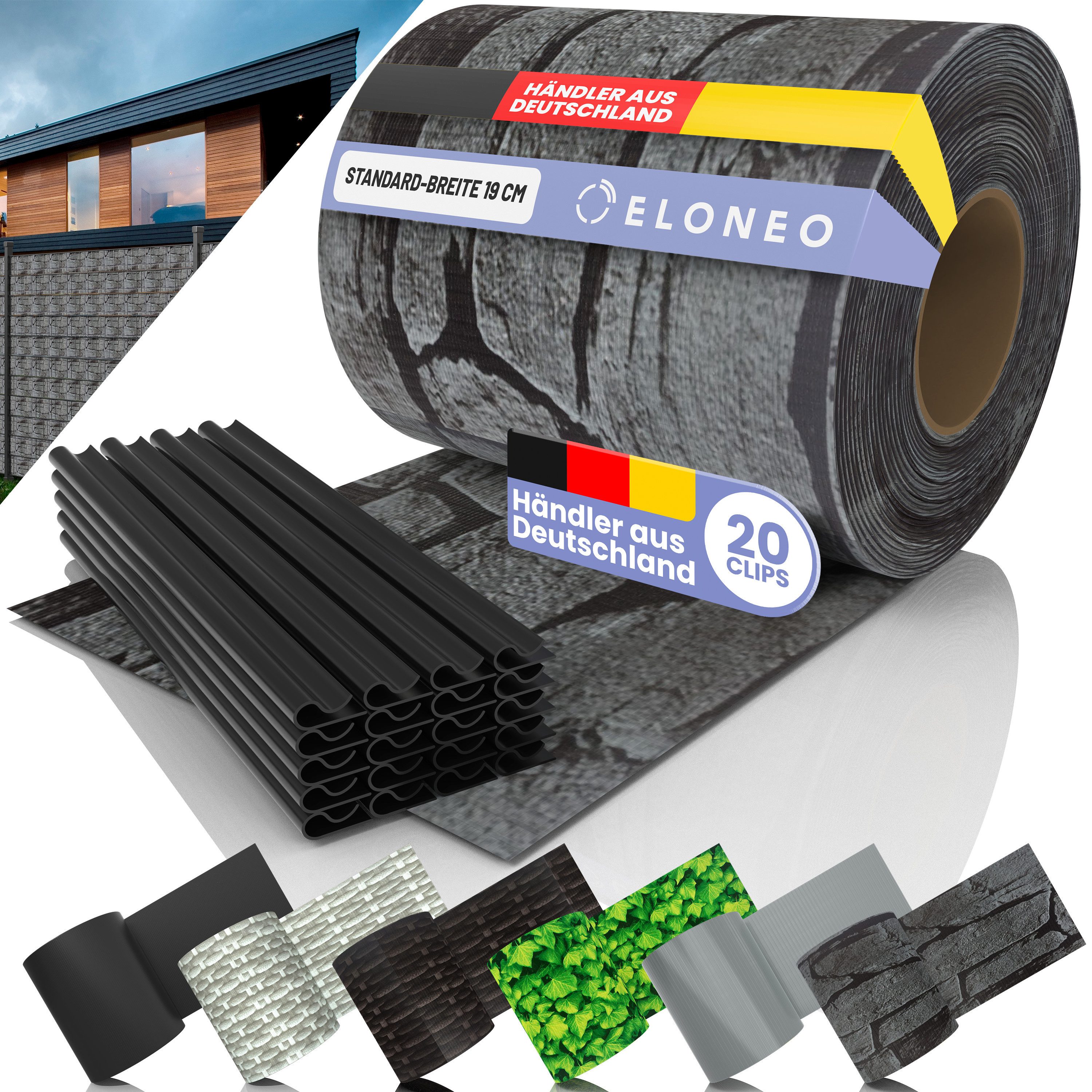 ELONEO Sichtschutzstreifen ELONEO Sichtschutzstreifen für Doppelstabmattenzaun - 35 m x 19 cm, (1-St)