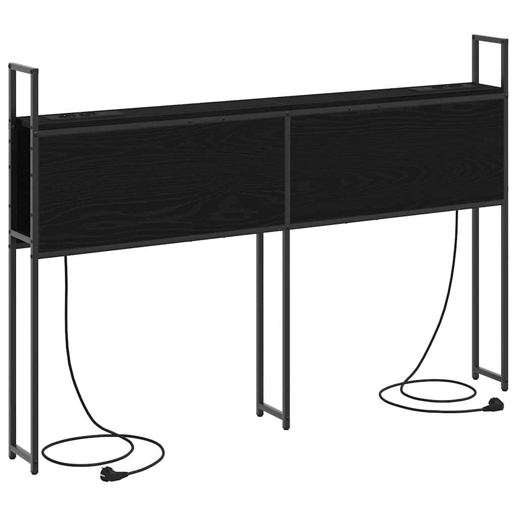 vidaXL Bett Kopfteil mit Stauraum mit Ladestation Schwarz Eichen-Optik (1-tlg)