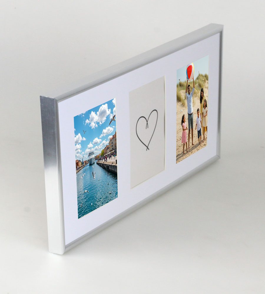 IDEAL TREND Bilderrahmen Galerie Bilderrahmen Kunststoff mit Passepartout & Klarglas Collagerah, für 3 Bilder (1 St), Schrägschnitt Passepartout – Bild 5 von 5