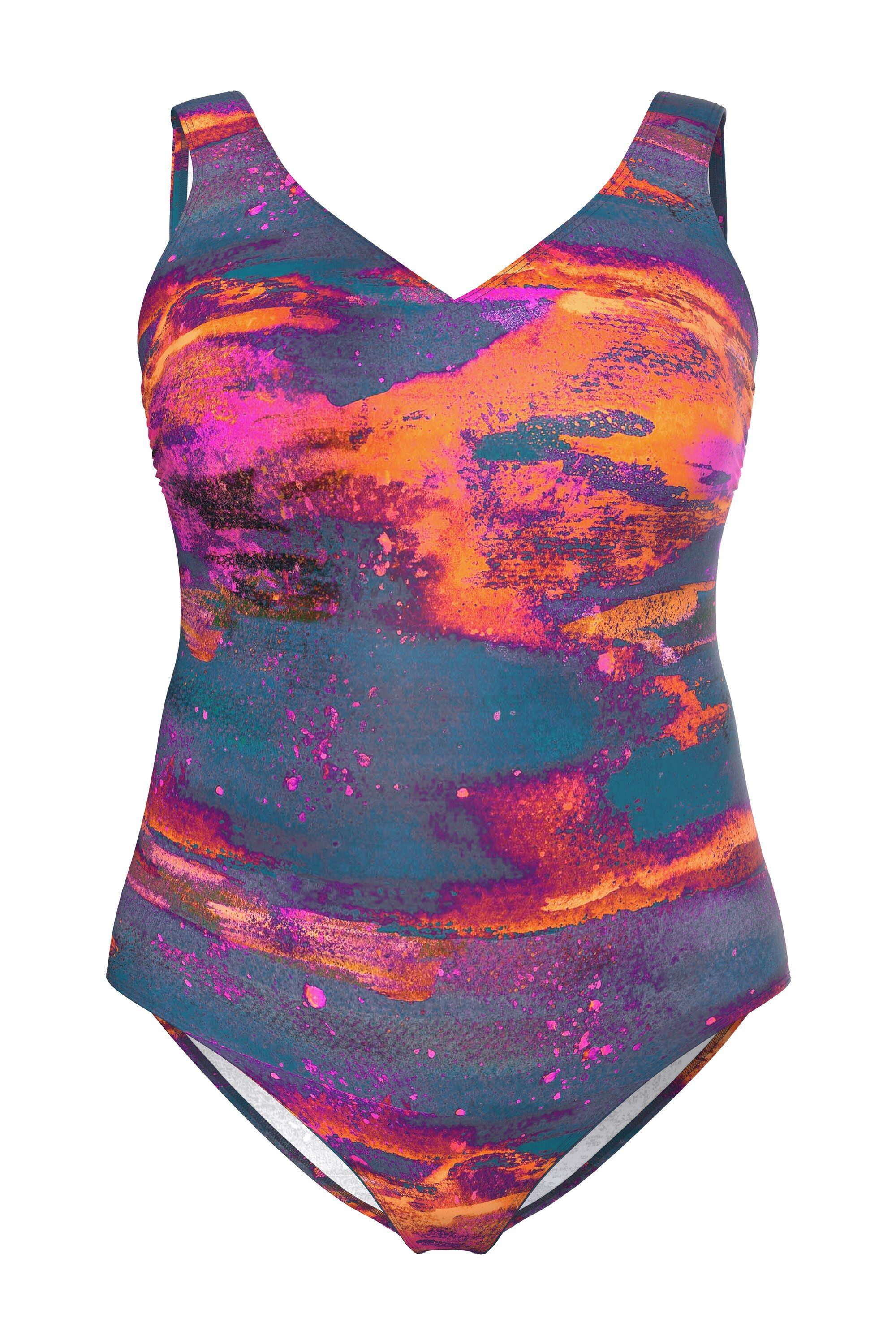 Ulla Popken Badeanzug Badeanzug ohne Softcups V-Ausschnitt recycelt günstig online kaufen