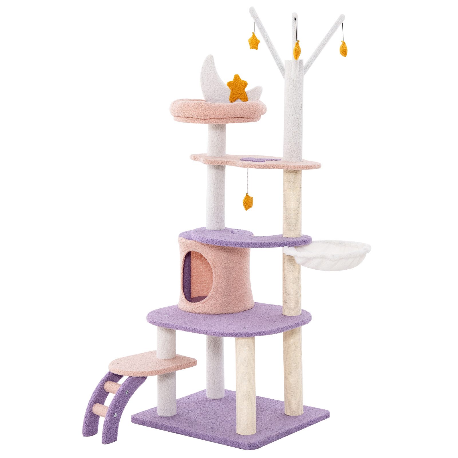 COSTWAY Kratzbaum, mit Katzenhöhle & Leiter & Hängematte, 59x49x158cm günstig online kaufen