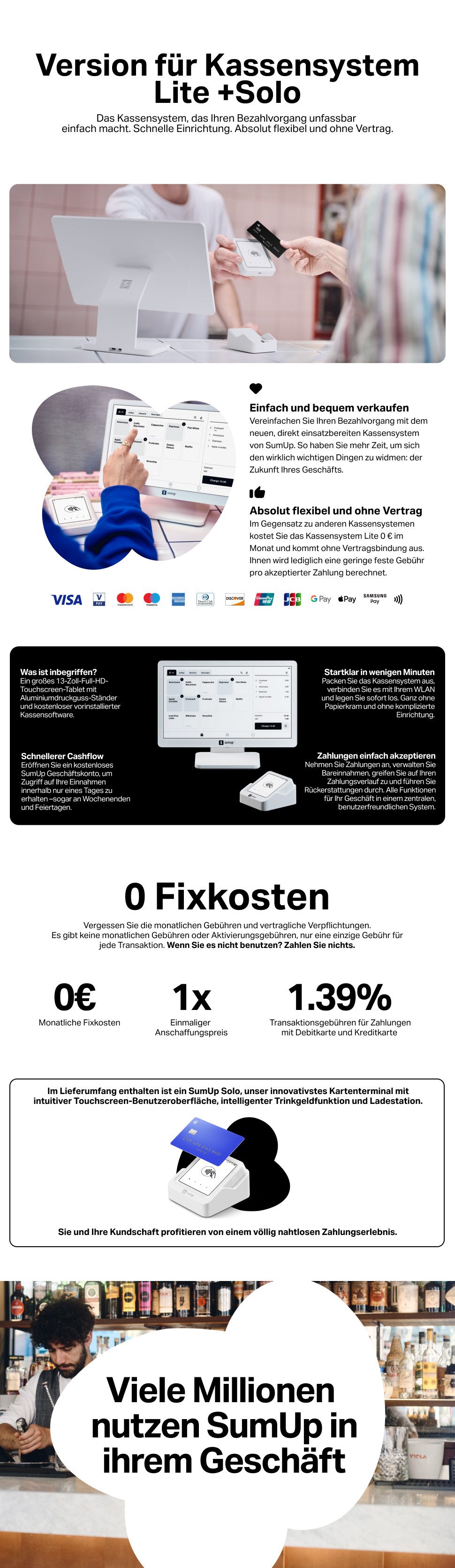 SumUp Kassensystem Kassensystem Lite mit Solo Kartenterminal und Ladestation, Komplettlösung für Kartenzahlung & digitale Kasse