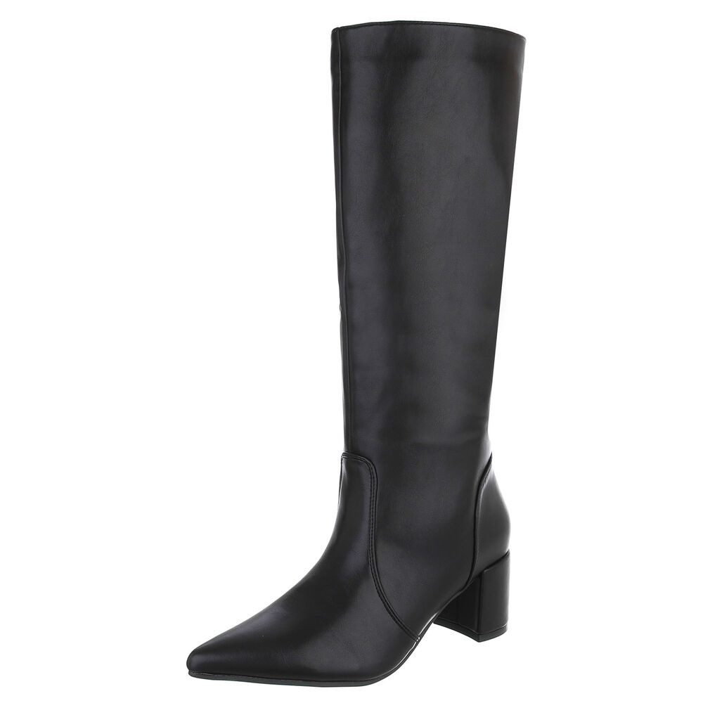 Damen Kniehohe Stiefel mit Blockabsatz, elegant Stiefel