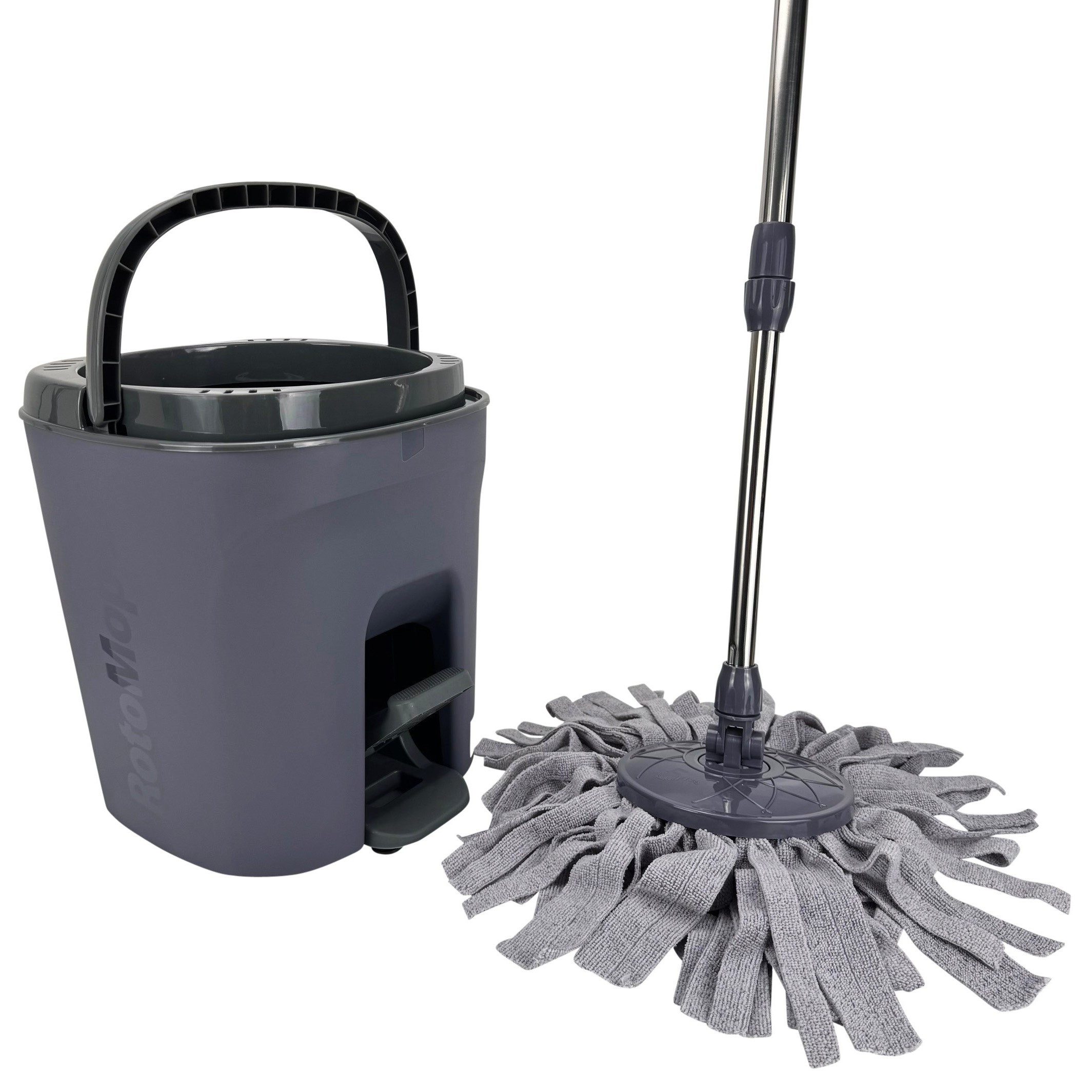 Online-Fuchs Wischmopp Set mit Eimer - Bodenwischer, 2 Kammer Rotations Roto Mop, kein Bücken mehr beim Wischen! Keine nassen Hände mehr!