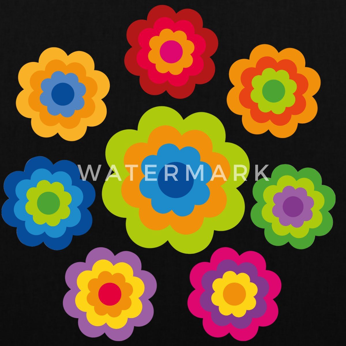 Spreadshirt Henkeltasche 70er Jahre Hippie Flower Power Kostüm Blumen Fasching Stoffbeutel (1-tlg)