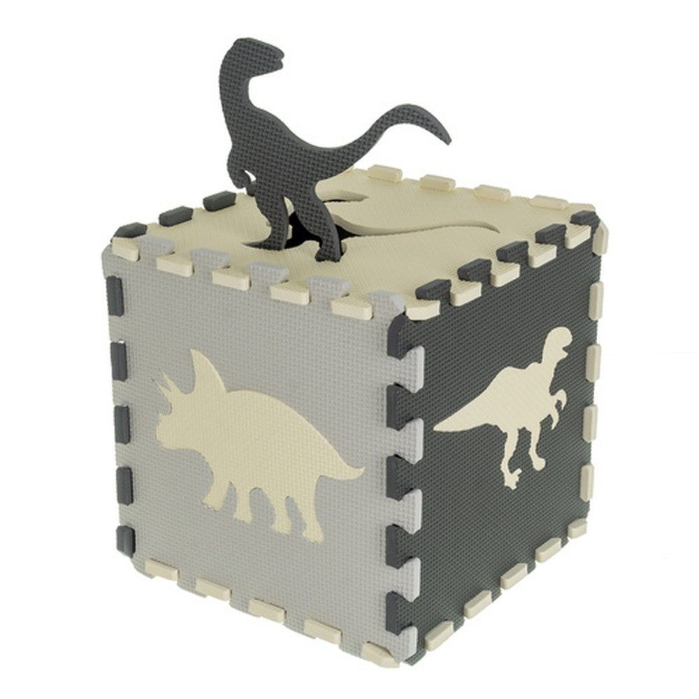 KRUZZEL Lernspielzeug Schaumstoffpuzzle Spielunterlage (Spar-Set, 35-St., wasserdicht), Dinosaurier-Elemente fördern Farb- und Formerkennung, Kreativität