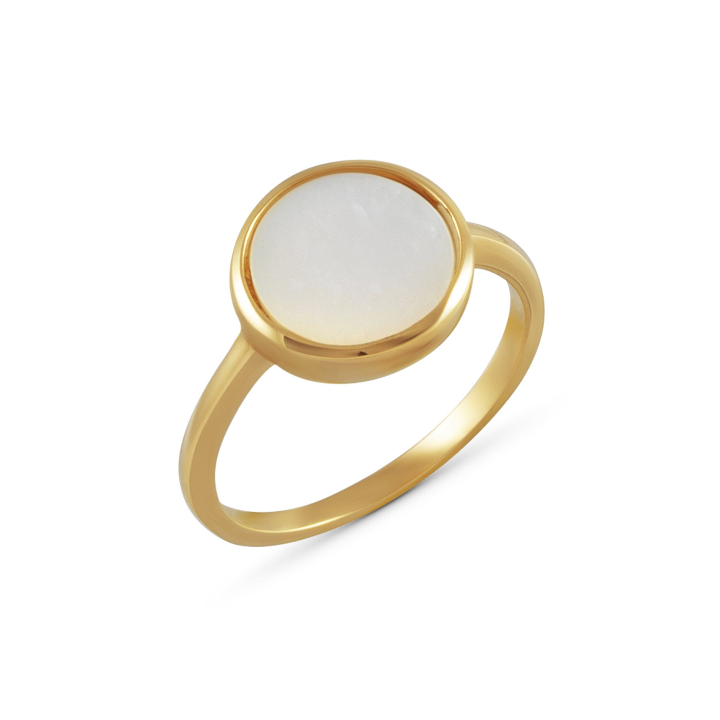Fingerring 925 Silber vergoldet Perlmutt