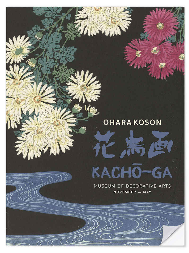Posterlounge Wandfolie Ohara Koson, Chrysanthemums and Running Water, Wohnzimmer Japandi Malerei