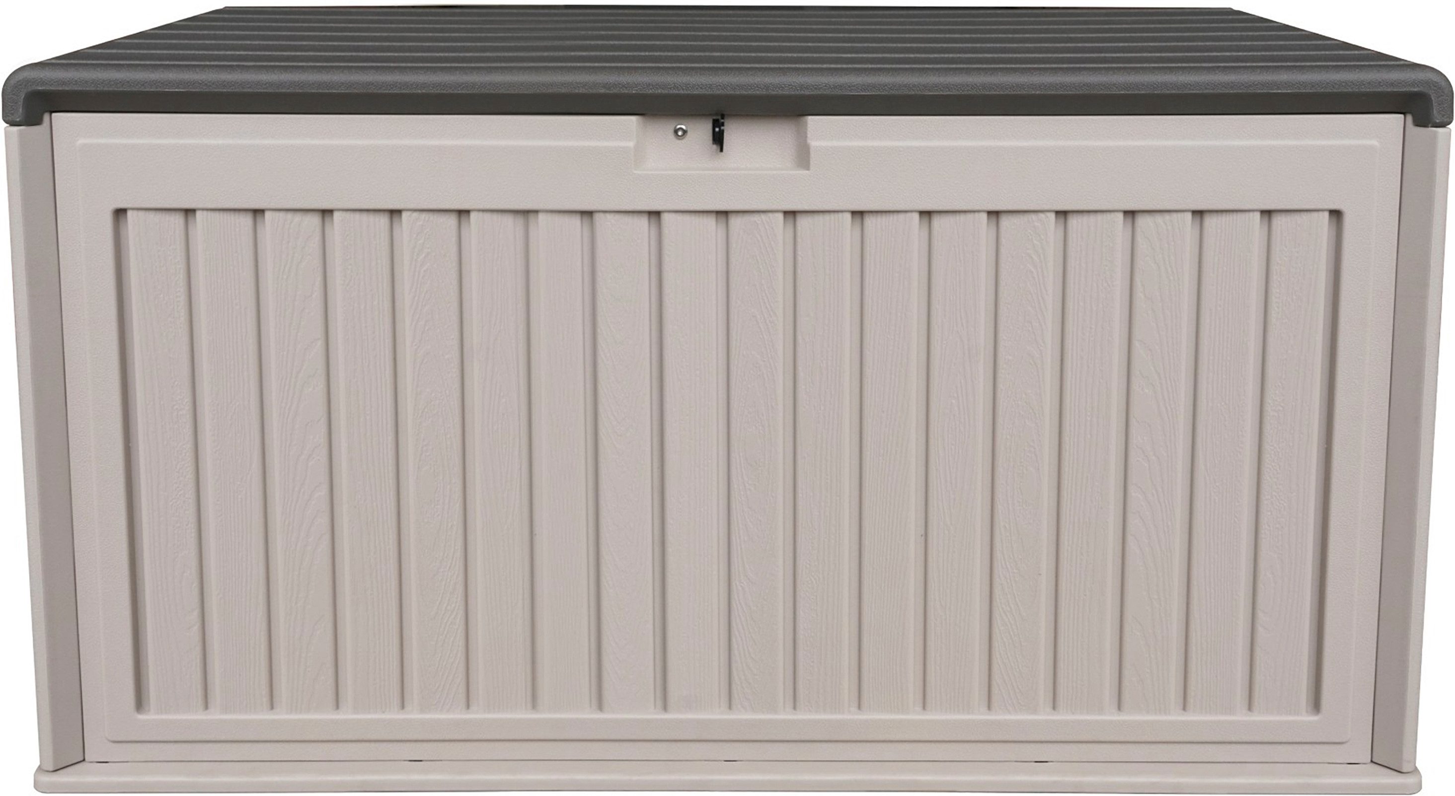WESTMANN Kissenbox Kunststoff-Gartenbox Alba 380l, Creme, 63x128x64cm, kann auch als Sitzbank verwendet werden